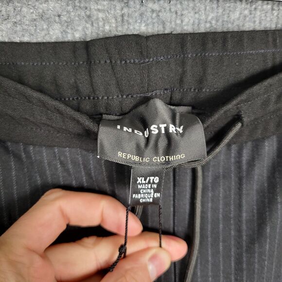 NWT INDUSTRY Republic Clothing Black Pinstripe Drawstring Stretch Pants SIZE XL - Picture 8 of 13